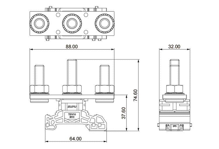 Cầu Đấu Dây Bulong SUPU TBV10-3-GY - Ảnh 2