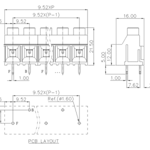 Cầu Đấu Dây PCB Cố Định SUPU MC-TH-F9.52HXXC-0001 - Ảnh 2