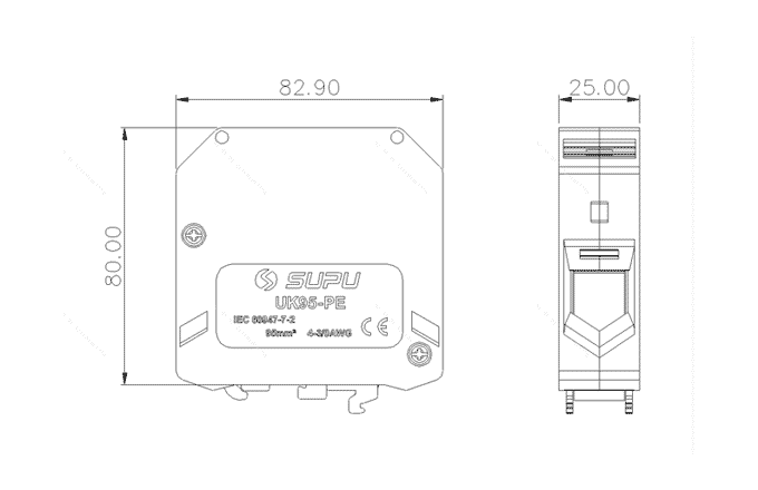Cầu Đấu Dây Tiếp Địa Bắt Vít SUPU TU95-2-PE - Ảnh 2