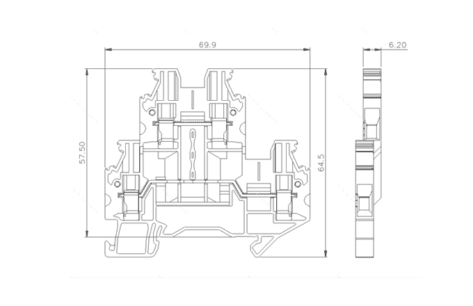 Cầu Đấu Dây Vít 2 Tầng SUPU TUD4-2-GY - Ảnh 2