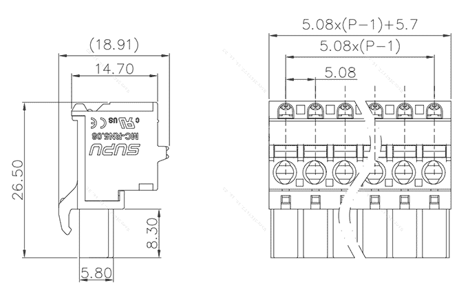 Đầu Cắm Cầu Đấu PCB Dạng Cắm Rút SUPU MC-RN5.08VXXP-R-0001 - Ảnh 2