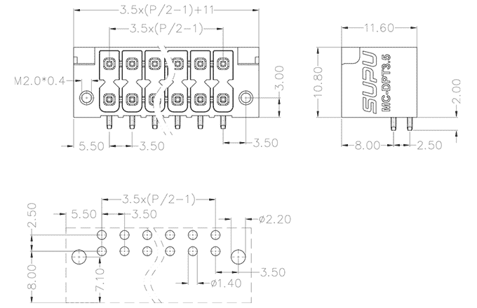 Đầu Nối Cắm Rút PCB Kiểu Socket SUPU MC-DPT3.5HXX-I-BK-2000 - Ảnh 2