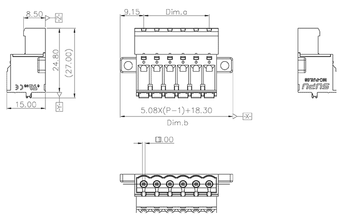 Đầu Nối Cắm Rút PCB SUPU MC-PJ5.08HXXP-B-0001 - Ảnh 2