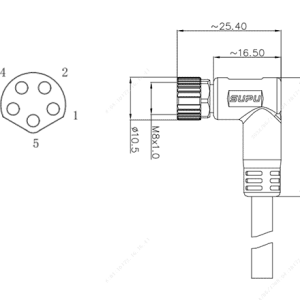 Đầu Nối Cáp Đúc Sẵn M8 Góc 5 Lõi Có Chống Nhiễu SUPU M8B05Z-FMSRA-SP001B - Ảnh 2