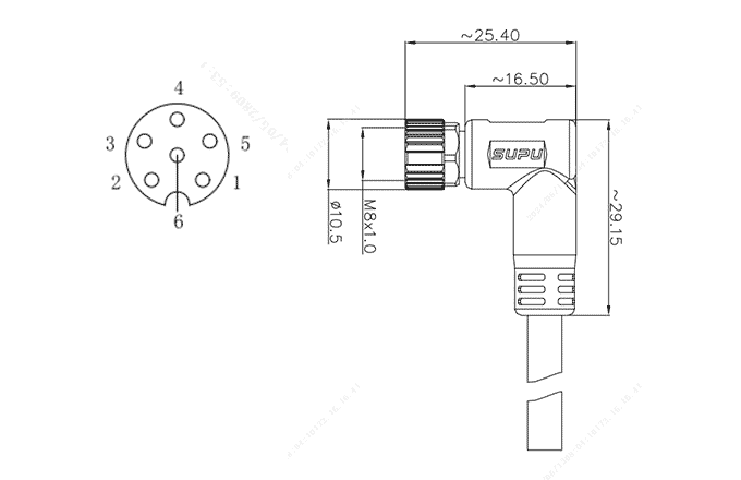 Đầu Nối Cáp M8 Đúc Sẵn Cái, Góc, 6 Chân, Chống Nhiễu, Cáp PUR 1m SUPU - Ảnh 2