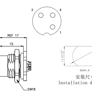 Đầu Nối Công Nghiệp M12 Cái Gắn Panel SUPU M12A03C-FPSRHUR - Ảnh 2