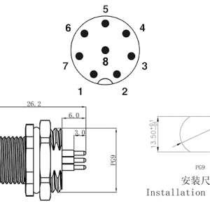 Đầu Nối Công Nghiệp M12 Gắn Bảng 8 Chân SUPU M12A08C-MPBFHUS - Ảnh 2