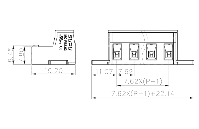 Đầu Nối Dây PCB Kiểu Cắm Rút SUPU MC-PB7.62HXXC-B-0001 - Ảnh 2