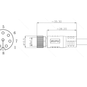 Đầu Nối Đúc M8 Cái Thẳng 8 Chân Chống Nhiễu SUPU M8A08Z-FMSST-SC001B - Ảnh 2