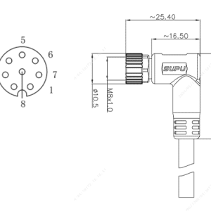 Đầu Nối Đúc Sẵn M8 (A-Code) Đầu Cái Góc 8 Chân Có Chống Nhiễu Dây PUR 1M SUPU M8A08Z-FMSRA-SP001B - Ảnh 2
