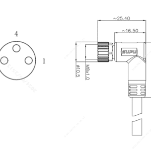 Đầu Nối Đúc Sẵn M8 Cái Góc 3 Chân Chống Nhiễu SUPU M8A03Z-FMSRA-SC001B - Ảnh 2