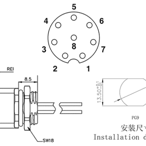 Đầu Nối Gắn Bảng Điều Khiển 8 Chân SUPU M12A08C-FFHS-UC0.5 - Ảnh 2