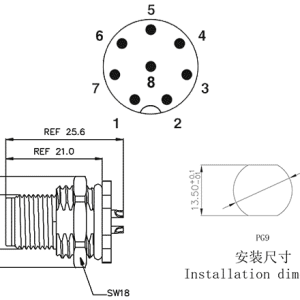 Đầu Nối Gắn Bảng Điều Khiển M12 8 Chân SUPU M12A08C-MPSRHUS - Ảnh 2