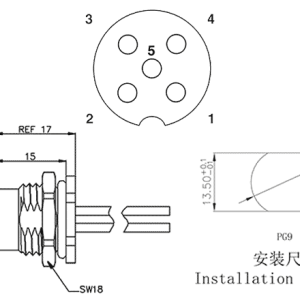 Đầu Nối Gắn Bảng Điều Khiển SUPU M12A05C-FRHS-UC0.5 - Ảnh 2
