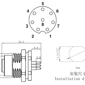 Đầu Nối Gắn Bảng M12 8 Chân Loại Lỗ SUPU M12A08C-FPBRHUS - Ảnh 2