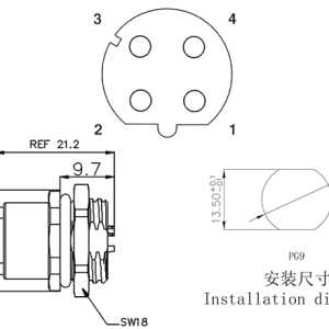 Đầu Nối Gắn Bảng M12 SUPU M12D04C-FPSFHUS - Ảnh 2