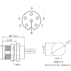 Đầu Nối Gắn Bảng M8 Cái 6 Chân SUPU M8A06C-FRHC-UC0.5 - Ảnh 2