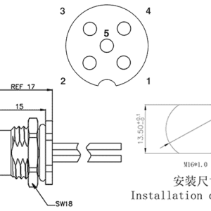 Đầu Nối Gắn Panel M12 SUPU M12A05C-FRHR-UC0.5 - Ảnh 2