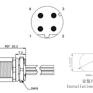 Đầu Nối Gắn Panel M12 SUPU M12D04C-MFHR-UC0.5 - Ảnh 2