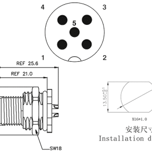 Đầu Nối M12 Gắn Bảng Điều Khiển SUPU M12A05C-MPSRHUR - Ảnh 2