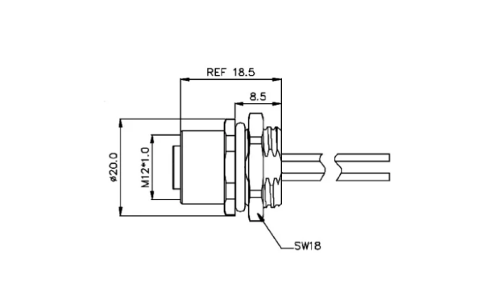 Đầu Nối M12 Gắn Bảng Điều Khiển SUPU M12B05C-FFHR-UC0.5 - Ảnh 2