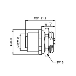Đầu Nối M12 Gắn Bảng Điều Khiển SUPU M12B05C-FPBFHUR - Ảnh 2