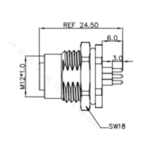 Đầu Nối M12 Gắn Bảng Điều Khiển SUPU M12B05C-FPBRHUR (Đực, 5 Chân, Mã B) - Ảnh 2