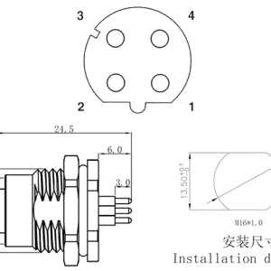 Đầu Nối M12 Gắn Bảng Điều Khiển SUPU M12D04C-FPBRHUR - Ảnh 2