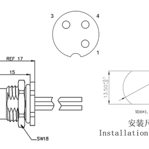 Đầu Nối M12 Gắn Bảng SUPU M12A03C-FRHR-UC0.5 - Ảnh 2