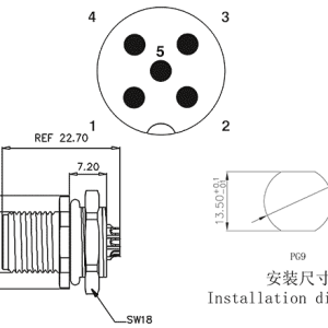 Đầu Nối M12 Gắn Bảng SUPU M12A05C-MPSFHUS - Ảnh 2