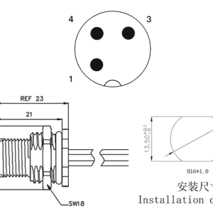 Đầu Nối M12 Gắn Panel SUPU M12A03C-MRHR-UC0.5 - Ảnh 2