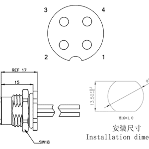 Đầu Nối M12 Gắn Tấm SUPU M12A04C-FRHR-UC0.5 - Ảnh 2