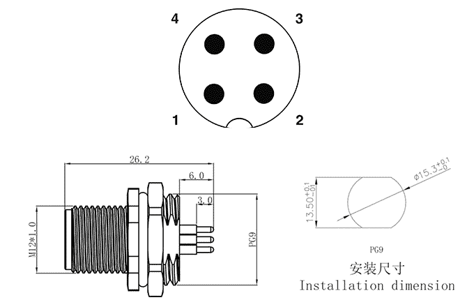 Đầu Nối M12 Gắn Tấm SUPU M12A04C-MPBFHUS - Ảnh 2