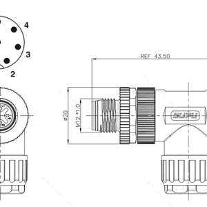 Đầu Nối M12 Lắp Đặt Hiện Trường SUPU M12A08Z-MAARAUB, Đầu Đực Góc 8 Chân, Kiểu Khóa Vặn Ren - Ảnh 2