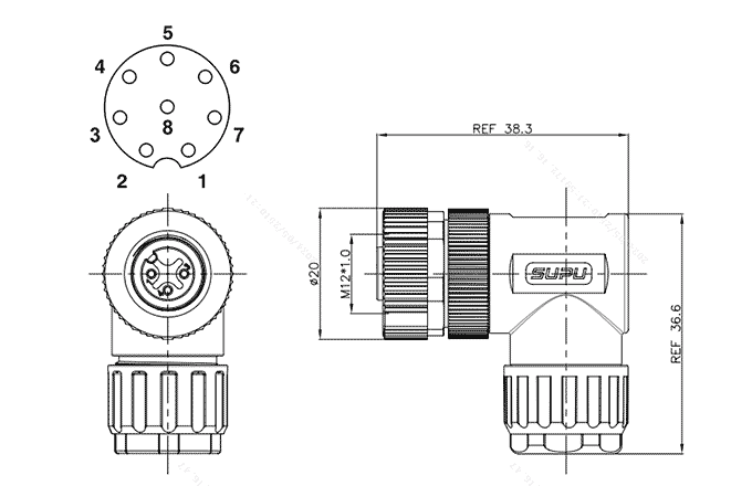Đầu Nối M12 Lắp Ráp Hiện Trường SUPU M12A08Z-FASRAUA - Ảnh 2