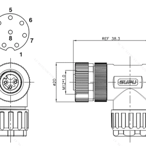 Đầu Nối M12 Lắp Ráp Tại Chỗ Loại Thẳng Cái 8 Chân SUPU - Ảnh 2
