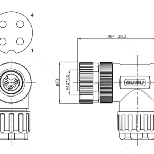 Đầu Nối Công Nghiệp M12 Lắp Ráp Tại Chỗ, Kiểu Góc, Loại Âm, 4 Chân SUPU M12A04Z-FAARAUB - Ảnh 2