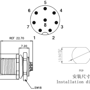 Đầu Nối M12 Gắn Bảng Điều Khiển SUPU M12A08C-MPSFHUS - Ảnh 2