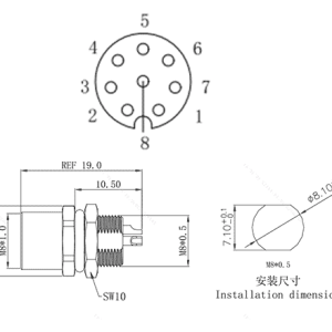Đầu Nối Công Nghiệp M8 Gắn Bảng Điều Khiển Loại Cái SUPU M8A08C-FPSFHUA - Ảnh 2