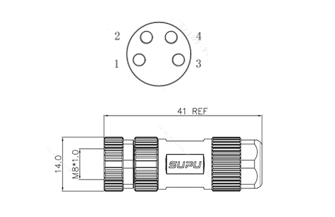 Đầu Nối M8 Lắp Ráp Tại Chỗ Vặn Ốc Cốt Cái 4 Chân Chống Nhiễu SUPU M8A04Z-FAASTSA - Ảnh 2