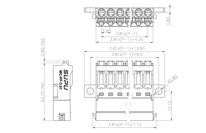 Đầu Nối PCB Cắm Rút SUPU MC-PF3.81HXXP-DB-0001 - Ảnh 2