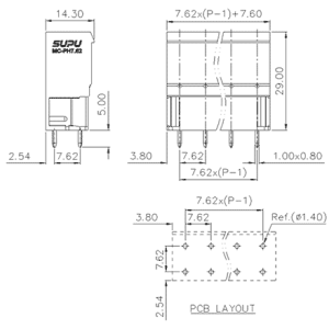Đầu Nối Rút Gọn PCB (Socket) SUPU MC-PH7.62VXX-0001 - Ảnh 2