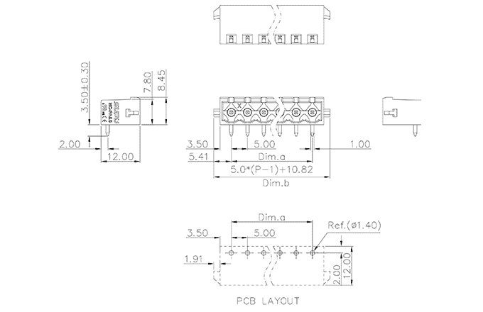 Đế Cắm Đầu Nối PCB Dạng Cắm Rút SUPU MC-PA5.0HXX-D-0002 - Ảnh 2