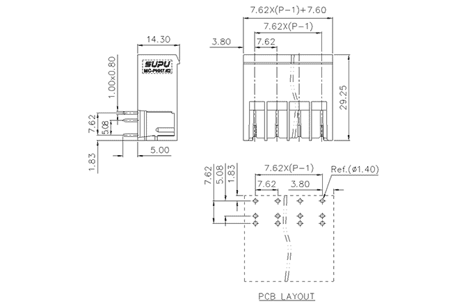 Đế Cắm Terminal Cắm Rút SUPU MC-PHH7.62HXX-0001 - Ảnh 2