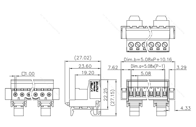 Giắc Cắm PCB Dạng Cắm Rút SUPU MC-PB5.08HXXC-SI-0001 - Ảnh 2