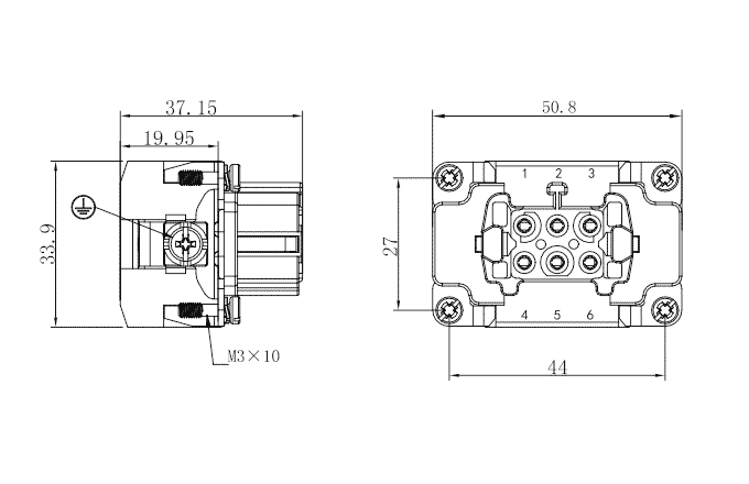 Lõi Cắm Cái Đầu Nối Công Nghiệp Chịu Tải Nặng SUPU SE-006-FZ - Ảnh 2
