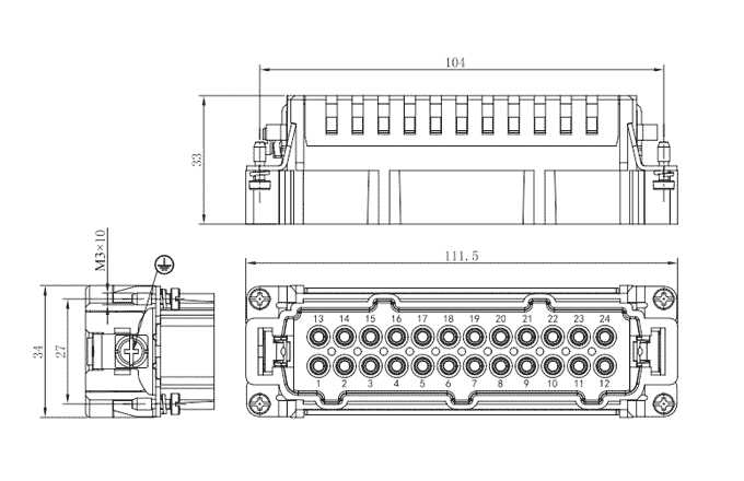 Lõi Cắm Đầu Đực Cho Bộ Kết Nối Công Nghiệp SUPU SE-024-MC - Ảnh 2