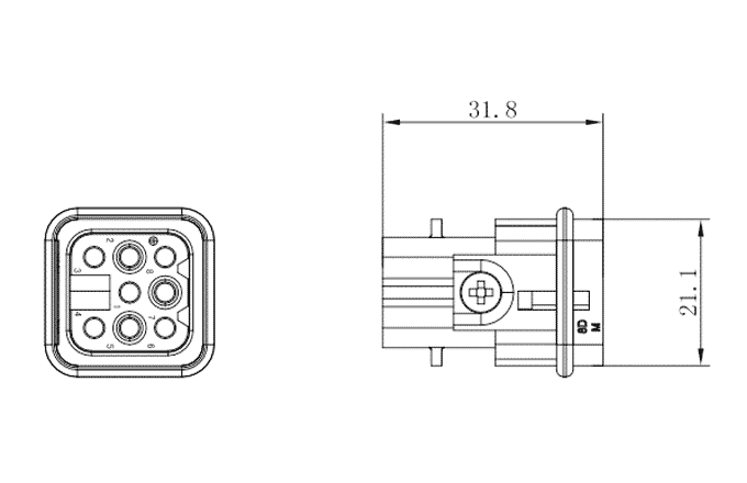 Lõi Đầu Nối Công Nghiệp Tải Nặng Dạng Đực SUPU SD-008-MC - Ảnh 2
