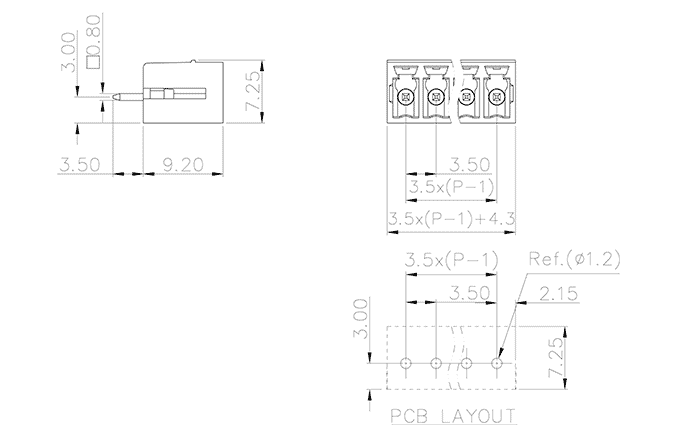 Ổ Cắm Cắm Rút PCB SUPU MC-PA3.5VXX-L-0002 - Ảnh 2