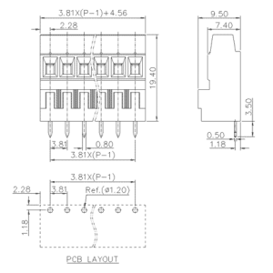 Terminal Khối Cố Định SUPU MC-TEH3.81HXXC-0001 - Ảnh 2